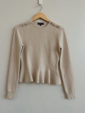 Generation Love Panache Crystal Button Peplum Sweater Beige XS NWOT